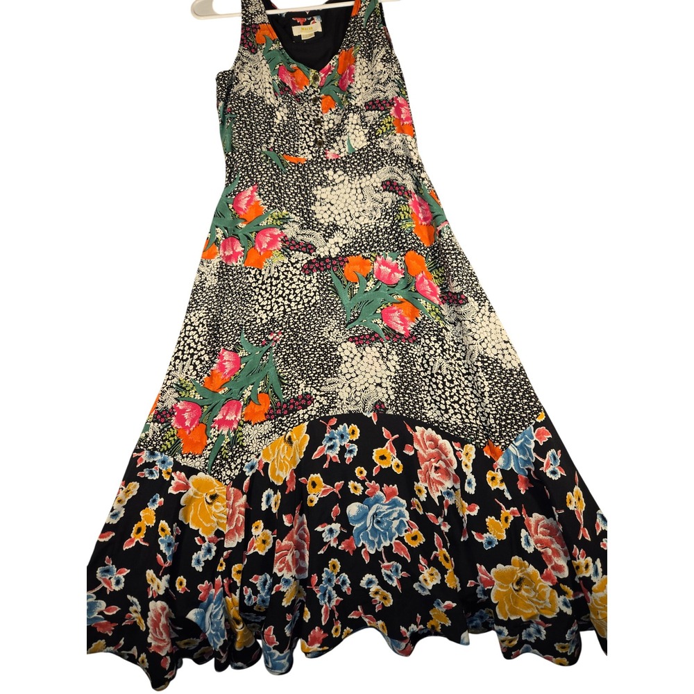 Maeve by Anthropologie Boho Floral Polka Dot Maxi Dress Sleeveless Multi Size 2